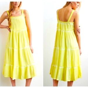 Anthropologie Yellow Midi Dress.